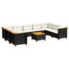 vidaXL Loungegrupp 10 delar med svarta dynor konstrotting