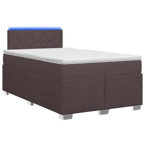 vidaXL Boxspring s&auml;ng med madrass och LED M&ouml;rkbrun 120 x 190 cm Tyg