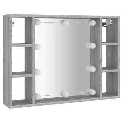 vidaXL Spegelskåp med LED grå sonoma 76x15x55 cm