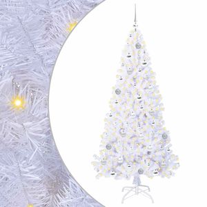 vidaXL Konstgjord julgran med 300 LED-lampor Vit 180 cm PVC och st&aring;l