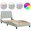 vidaXL Bed Frame with LED without Mattress "Hanko" Light Grey 80x200 cm Velvet