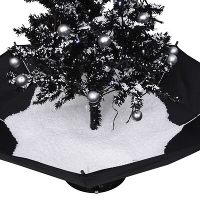vidaXL Julgran med snö och paraplybas svart 75 cm PVC