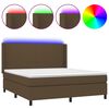 vidaXL Rams&auml;ng med madrass & LED m&ouml;rkbrun 180x200 cm tyg