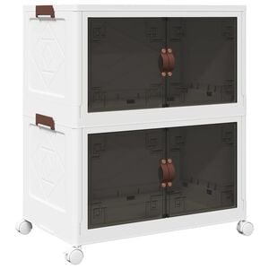 vidaXL F&ouml;rvaringsl&aring;da stapelbar med hjul 2 niv&aring;er 75 L 64x40x76 cm