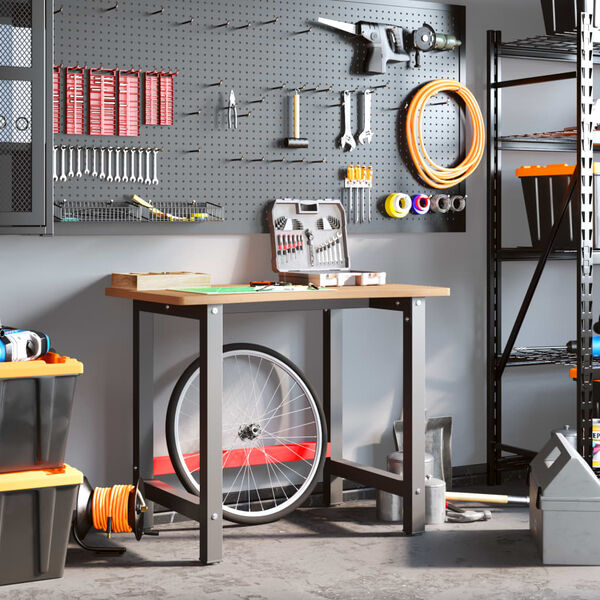 vidaXL Arbetsb&auml;nk 100x(55-60)x81,5 cm massivt boktr&auml;