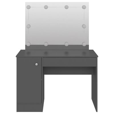 vidaXL Sminkbord med LED-belysning 110x55x145 cm MDF grå