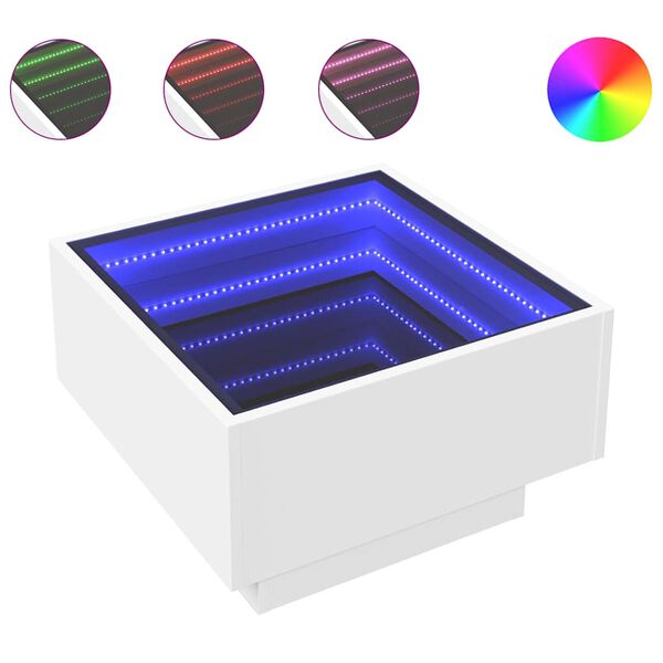 vidaXL Soffbord med LEDs vit 50x50x30 cm konstruerat tr&auml;