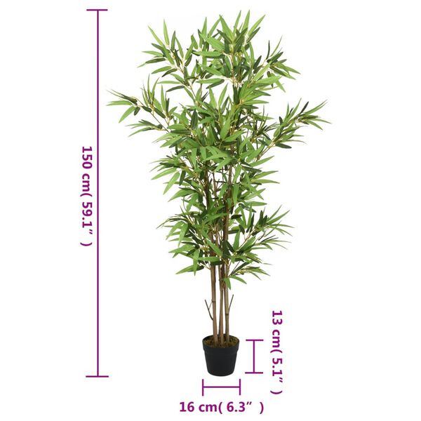 vidaXL Konstväxt bambu 828 blad 150 cm grön