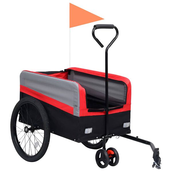 vidaXL Cykelvagn XXL med handtag 2-i-1 r&ouml;d och svart