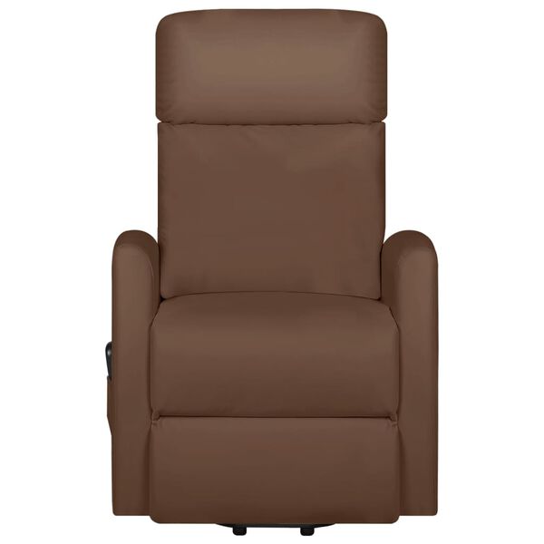 vidaXL Massagef&aring;t&ouml;lj med uppresningshj&auml;lp brun konstl&auml;der