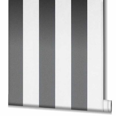 Noordwand Tapet Topchic Stripes mörkgrå och vit