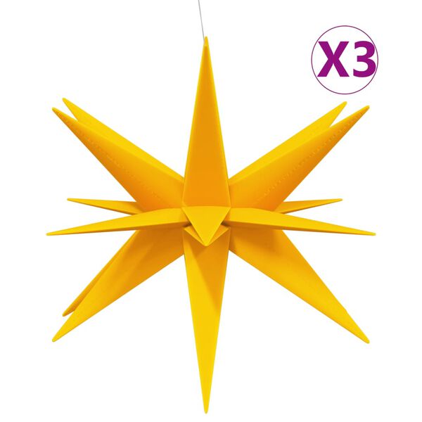 vidaXL Stjärnor med LED-belysning 3 st vikbar gul 100 cm