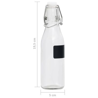 vidaXL Glasflaska med patentkork 6 st 250 ml rund