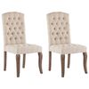 vidaXL Matstolar 2 st beige linnedesign tyg