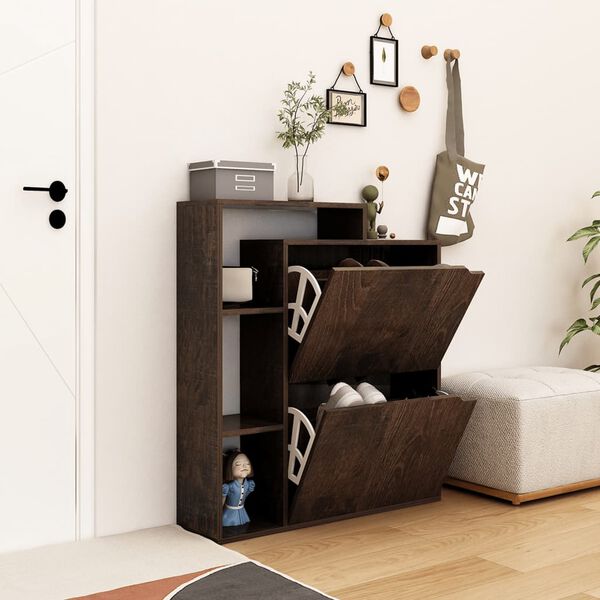 vidaXL Skosk&aring;p r&ouml;kf&auml;rgad ek 79,5x24x90,5 cm sp&aring;nskiva