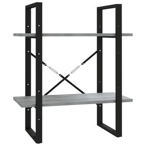 vidaXL Bokhylla 2 hyllor gr&aring; sonoma-ek 60x30x70 cm konstruerat tr&auml;