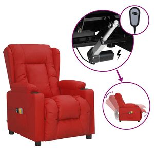 vidaXL Elektrisk massagef&aring;t&ouml;lj vinr&ouml;d konstl&auml;der