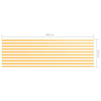 vidaXL Balkongskärm vit och gul 120x400 cm oxfordtyg