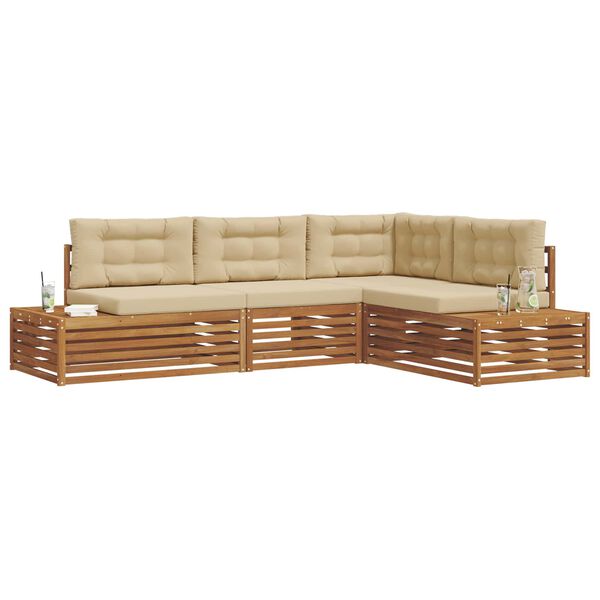 vidaXL Utomhussoffset med kudde 4 Stycke Naturlig och Beige