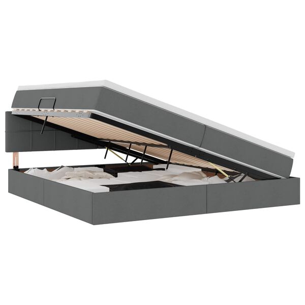 vidaXL F&ouml;rvaringss&auml;ng med madrass M&ouml;rkgr&aring; 200 x 200 cm Konstruerat tr&auml;