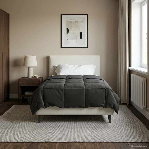 vidaXL Sommar Duvet Quiltad Antracit 155 x 220 cm Mikrofiber