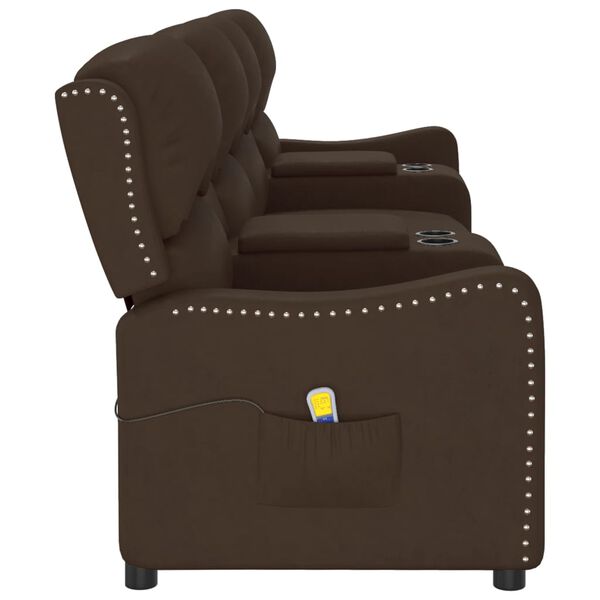 vidaXL Massagefåtölj med kopphållare 4-sits brun glansigt konstläder