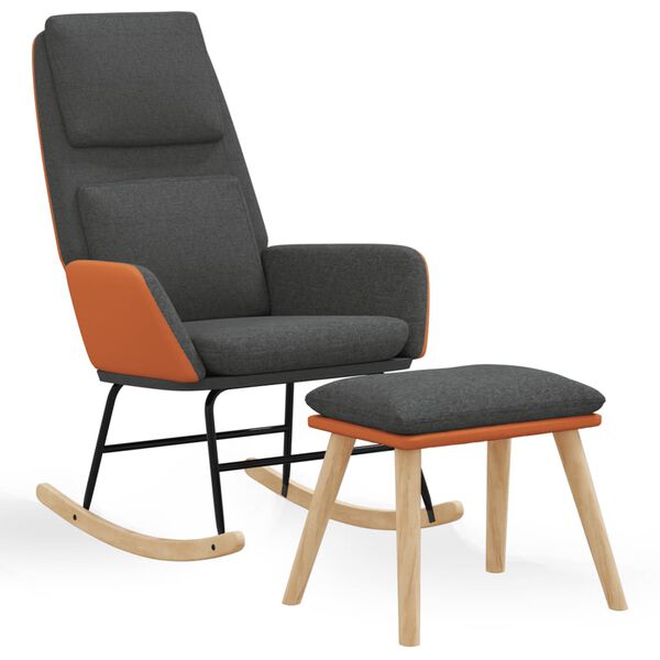 vidaXL Gungstol med fotpall m&ouml;rkgr&aring; tyg
