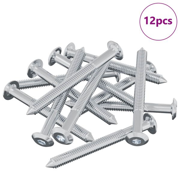 vidaXL Skruv 12 pcs Silver M6 x 60 mm St&aring;l