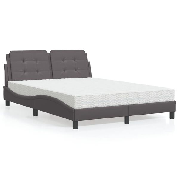 vidaXL Bed with Mattress "Zadar" Grey 140x200 cm Faux Leather