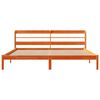 vidaXL Sängram med huvudgavel vaxbrun 200x200 cm massiv furu