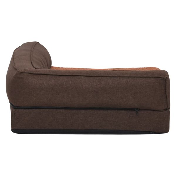 vidaXL Ergonomisk hundmadrass 75x53 cm linnelook fleece brun