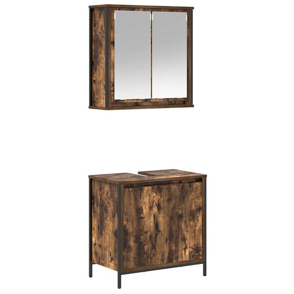 vidaXL Badrumsm&ouml;bler set 2 delar r&ouml;kf&auml;rgad ek konstruerat tr&auml;