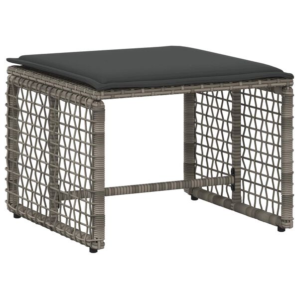 vidaXL Utem&ouml;belset 5 pcs Gr&aring; PE Rattan och tyg och massivt akaciatr&auml;