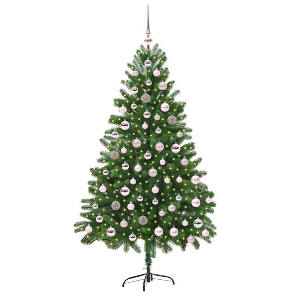 vidaXL Julgran med 300 LED-lampor med stativ Grön 180 cm PE