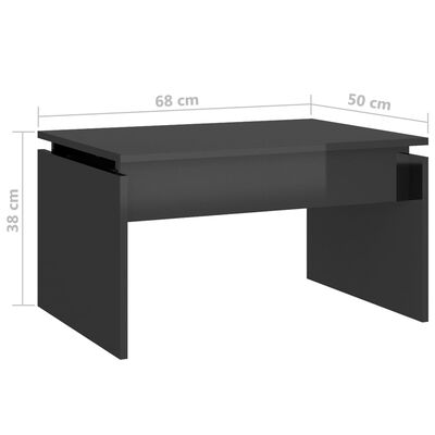 vidaXL Soffbord grå högglans 68x50x38 cm konstruerat trä