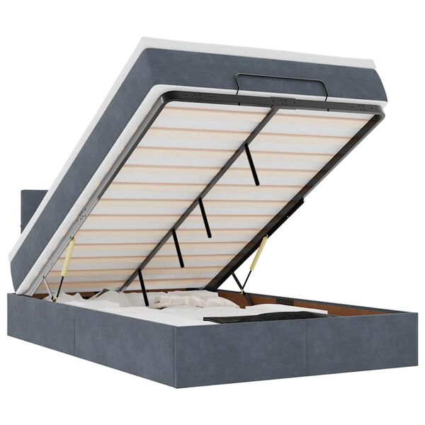 vidaXL Ottoman s&auml;ngram med madrass m&ouml;rkgr&aring; 120x200 cm sammet