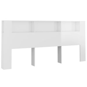 vidaXL S&auml;nggavel med f&ouml;rvaring vit h&ouml;gglans 220x18,5x104,5 cm