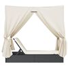 vidaXL Dubbel solsäng med tak och dynor svart konstrotting
