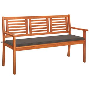 vidaXL Tr&auml;dg&aring;rdsb&auml;nk 3-sits med dyna 150 cm massivt eukalyptustr&auml;
