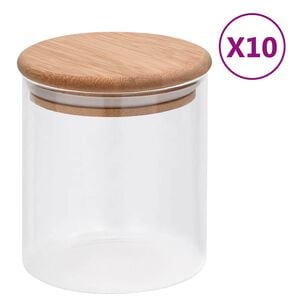 vidaXL F&ouml;rvaringsburkar i glas med bambulock 10 st 600 ml