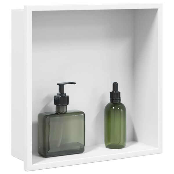 vidaXL Duschnisch matt vit 32x32x9 cm rostfritt stål