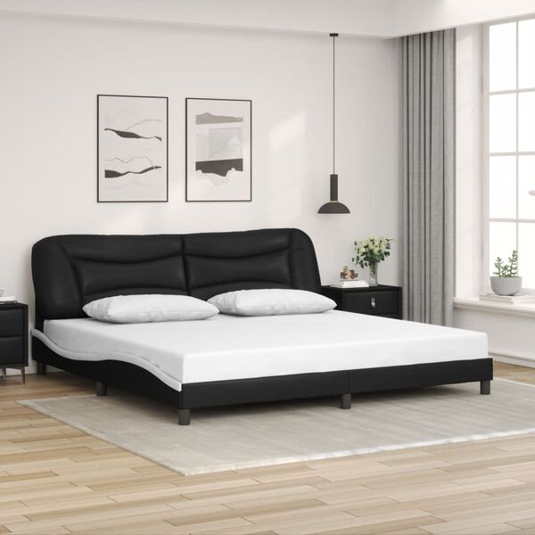 vidaXL Bed Frame without Mattress "Hvar" Black and White 200x200 cm Faux Leather