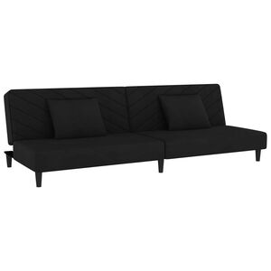 vidaXL B&auml;ddsoffa 2-sits med tv&aring; kuddar svart sammet