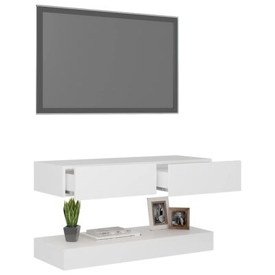 vidaXL TV-bänk med LED-belysning vit 90x35 cm