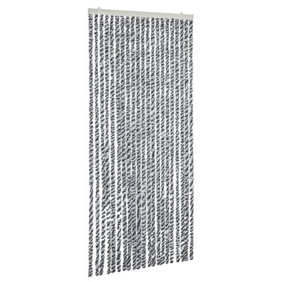 vidaXL Insektsgardin grå och svart och vit 100x220 cm chenille