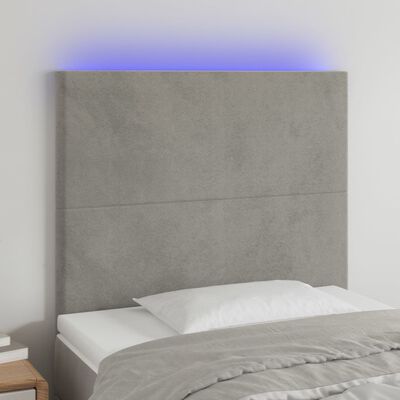vidaXL Sänggavel LED ljusgrå 90x5x118/128 cm sammet