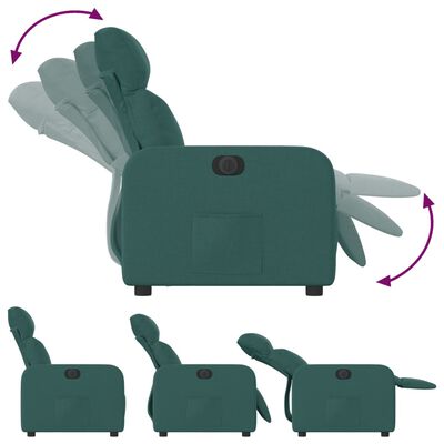 vidaXL Elektrisk reclinerfåtölj mörkgrön tyg