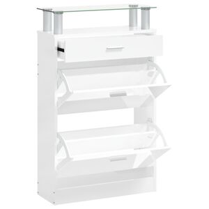 vidaXL Skosk&aring;p vit h&ouml;gglans 63x24x104 cm konstruerat tr&auml;