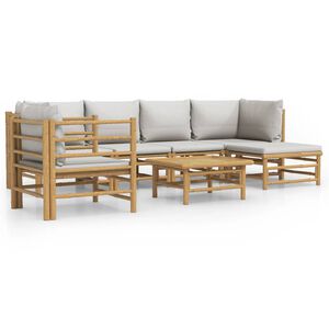 vidaXL Loungegrupp 7 delar ljusgr&aring;a dynor bambu