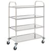 vidaXL Serveringsvagn 4 v&aring;ningar 107x55x125 cm rostfritt st&aring;l